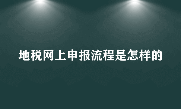 地税网上申报流程是怎样的