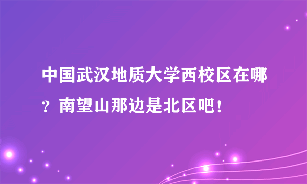 中国武汉地质大学西校区在哪？南望山那边是北区吧！