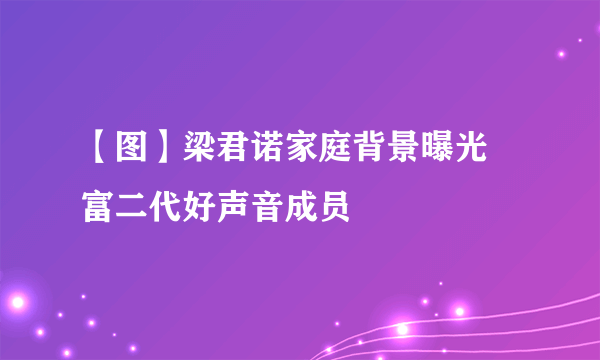 【图】梁君诺家庭背景曝光 富二代好声音成员