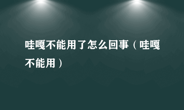 哇嘎不能用了怎么回事（哇嘎不能用）