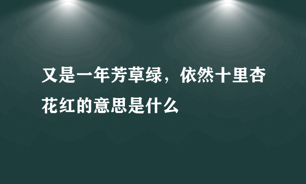 又是一年芳草绿，依然十里杏花红的意思是什么