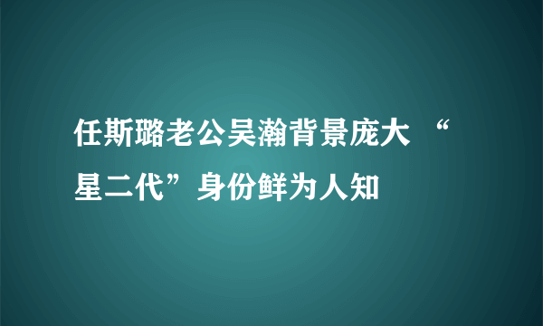 任斯璐老公吴瀚背景庞大 “星二代”身份鲜为人知