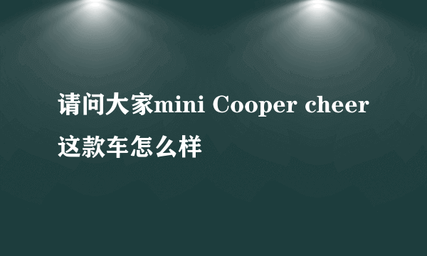 请问大家mini Cooper cheer这款车怎么样