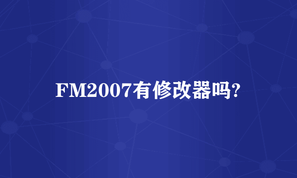 FM2007有修改器吗?