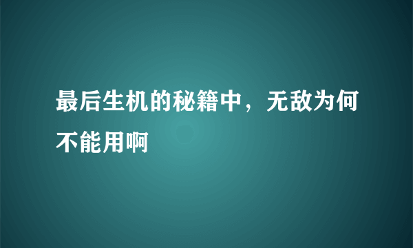 最后生机的秘籍中，无敌为何不能用啊