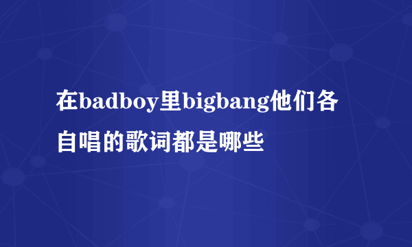 在badboy里bigbang他们各自唱的歌词都是哪些