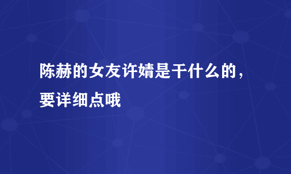 陈赫的女友许婧是干什么的，要详细点哦