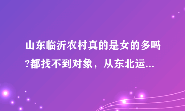 山东临沂农村真的是女的多吗?都找不到对象，从东北运男的过来相亲？还说条件很好，家里都是一个女儿