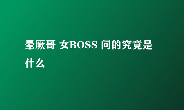 晕厥哥 女BOSS 问的究竟是什么