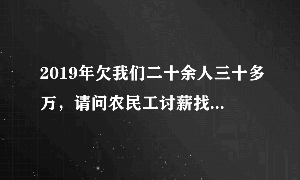 2019年欠我们二十余人三十多万，请问农民工讨薪找哪个部门