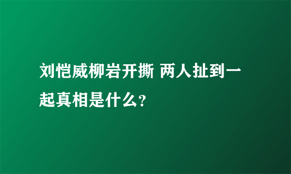 刘恺威柳岩开撕 两人扯到一起真相是什么？