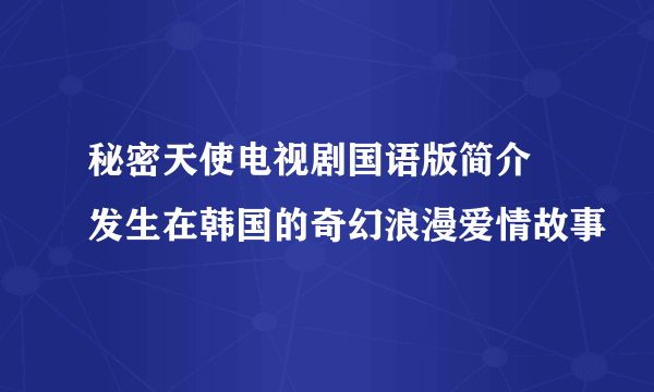 秘密天使电视剧国语版简介 发生在韩国的奇幻浪漫爱情故事