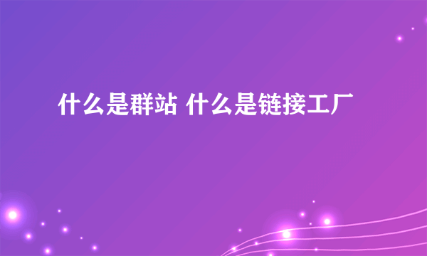 什么是群站 什么是链接工厂