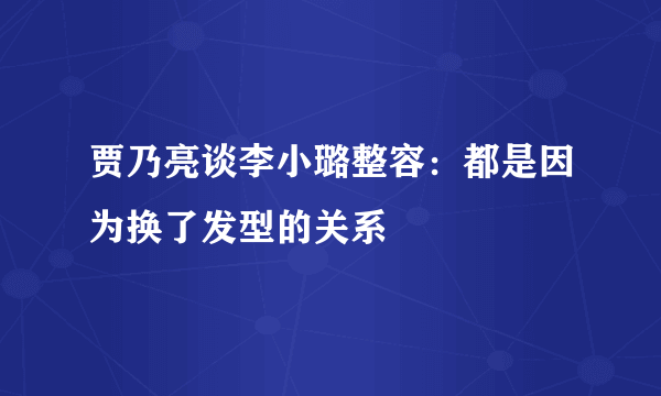 贾乃亮谈李小璐整容：都是因为换了发型的关系