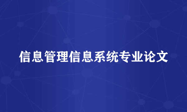 信息管理信息系统专业论文