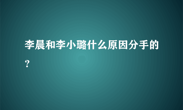 李晨和李小璐什么原因分手的？