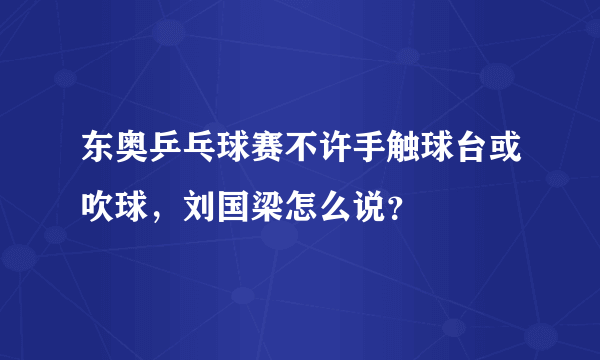 东奥乒乓球赛不许手触球台或吹球，刘国梁怎么说？