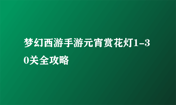 梦幻西游手游元宵赏花灯1-30关全攻略