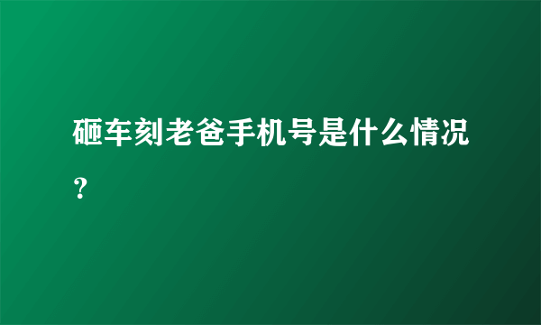 砸车刻老爸手机号是什么情况？