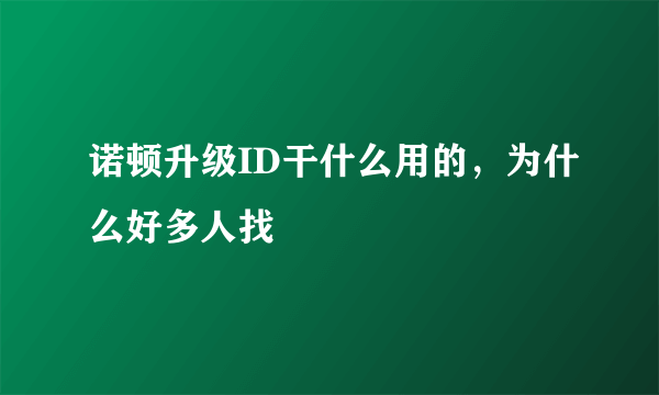 诺顿升级ID干什么用的，为什么好多人找