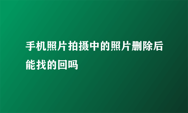 手机照片拍摄中的照片删除后能找的回吗