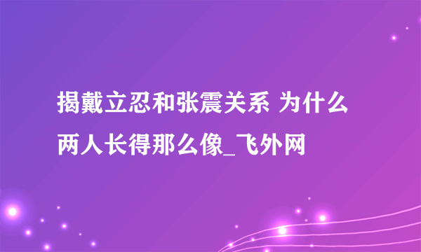 揭戴立忍和张震关系 为什么两人长得那么像_飞外网