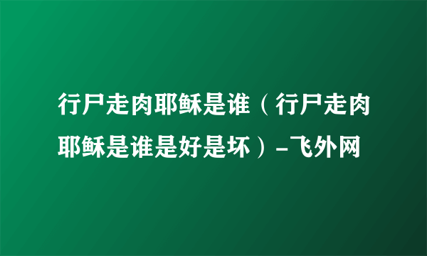 行尸走肉耶稣是谁（行尸走肉耶稣是谁是好是坏）-飞外网