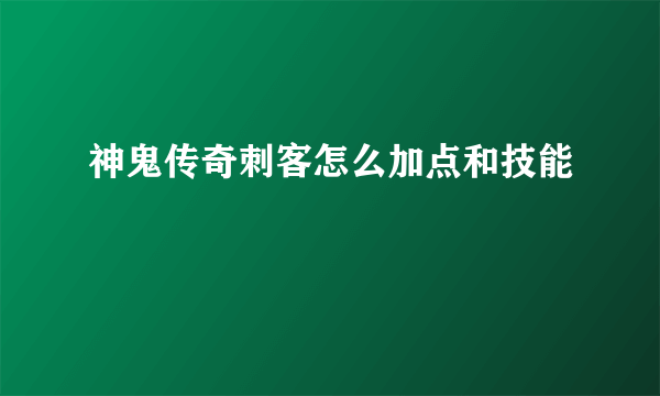 神鬼传奇刺客怎么加点和技能