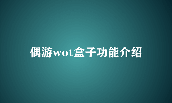 偶游wot盒子功能介绍