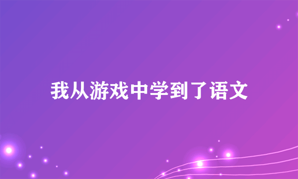 我从游戏中学到了语文