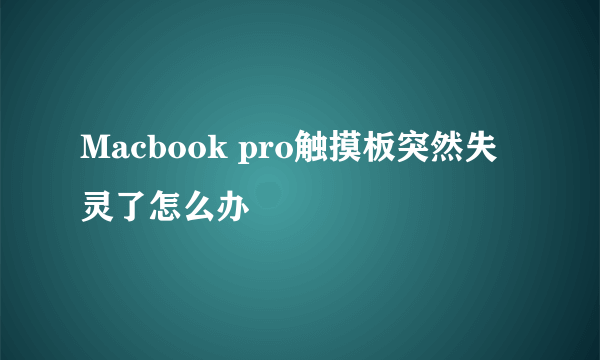 Macbook pro触摸板突然失灵了怎么办