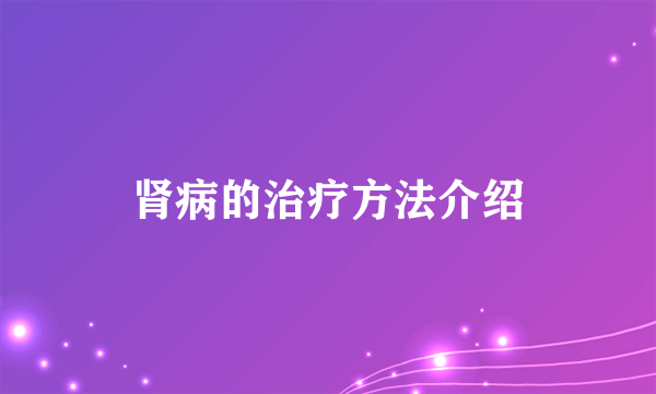 肾病的治疗方法介绍