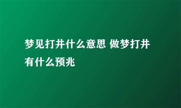 梦见打井什么意思 做梦打井有什么预兆