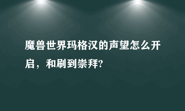 魔兽世界玛格汉的声望怎么开启，和刷到崇拜?