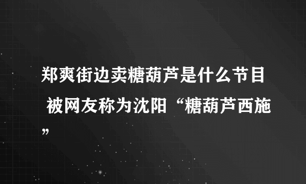 郑爽街边卖糖葫芦是什么节目 被网友称为沈阳“糖葫芦西施”