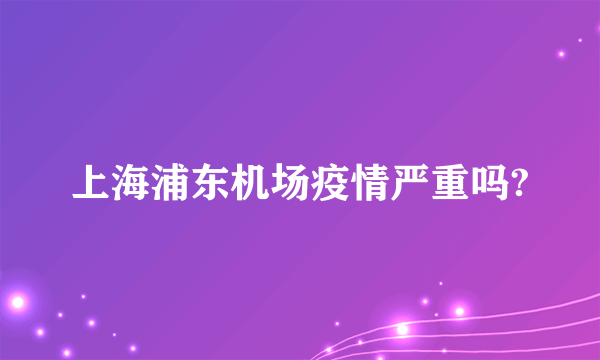 上海浦东机场疫情严重吗?