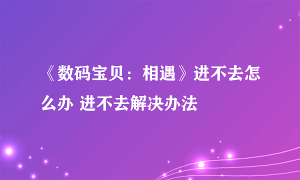 《数码宝贝：相遇》进不去怎么办 进不去解决办法