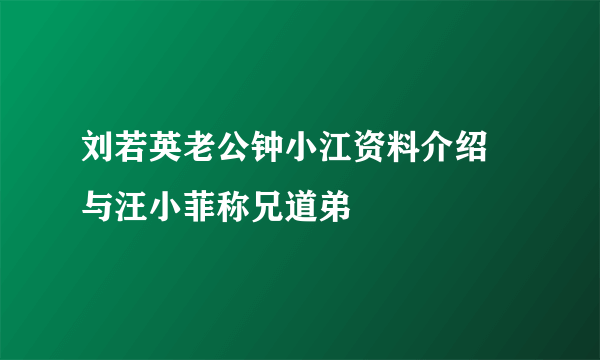 刘若英老公钟小江资料介绍 与汪小菲称兄道弟