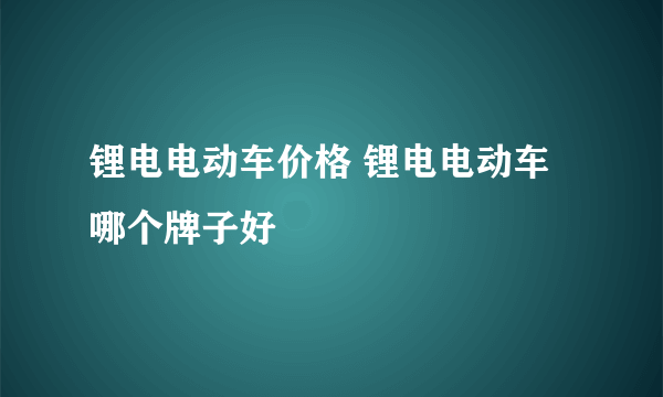 锂电电动车价格 锂电电动车哪个牌子好