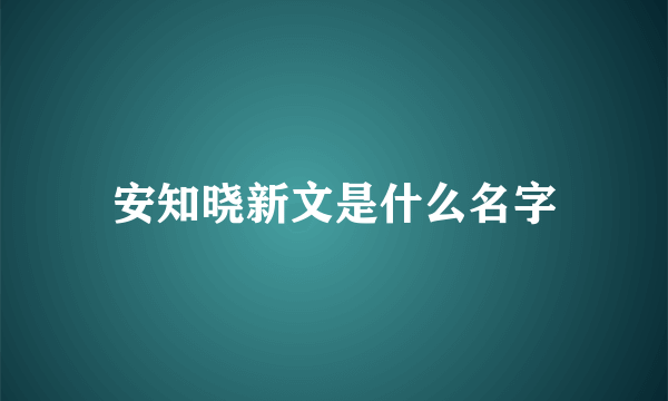 安知晓新文是什么名字