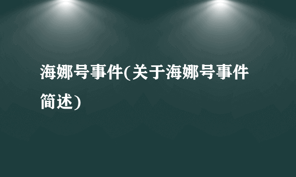 海娜号事件(关于海娜号事件简述)