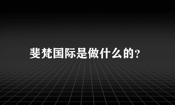 斐梵国际是做什么的？