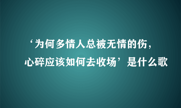 ‘为何多情人总被无情的伤，心碎应该如何去收场’是什么歌