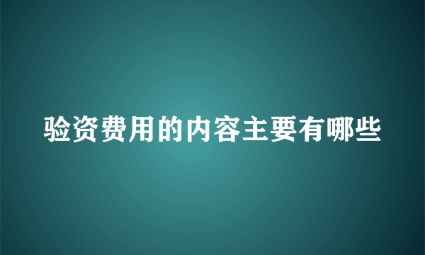 验资费用的内容主要有哪些