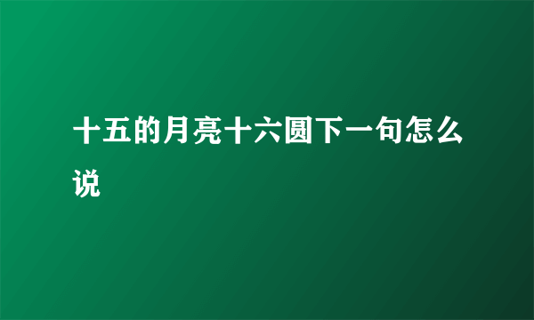 十五的月亮十六圆下一句怎么说