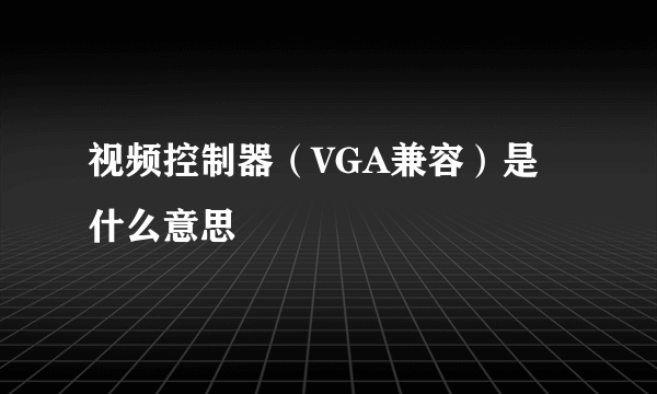 视频控制器（VGA兼容）是什么意思