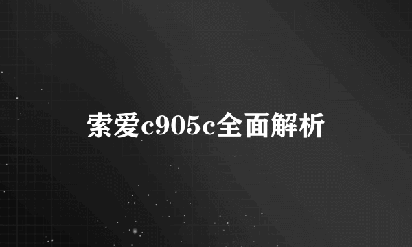 索爱c905c全面解析