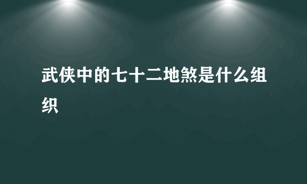 武侠中的七十二地煞是什么组织