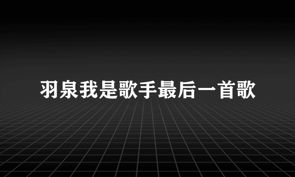 羽泉我是歌手最后一首歌