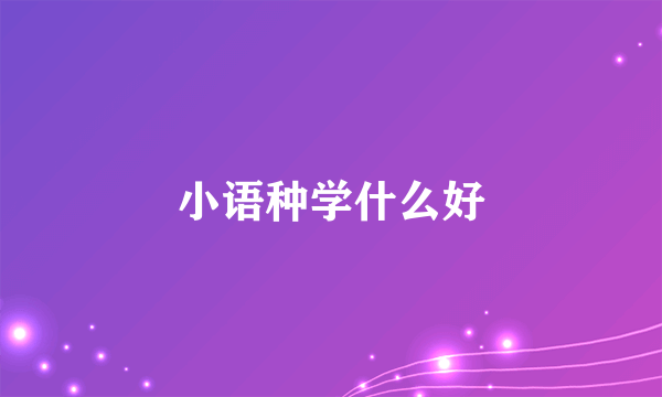 小语种学什么好